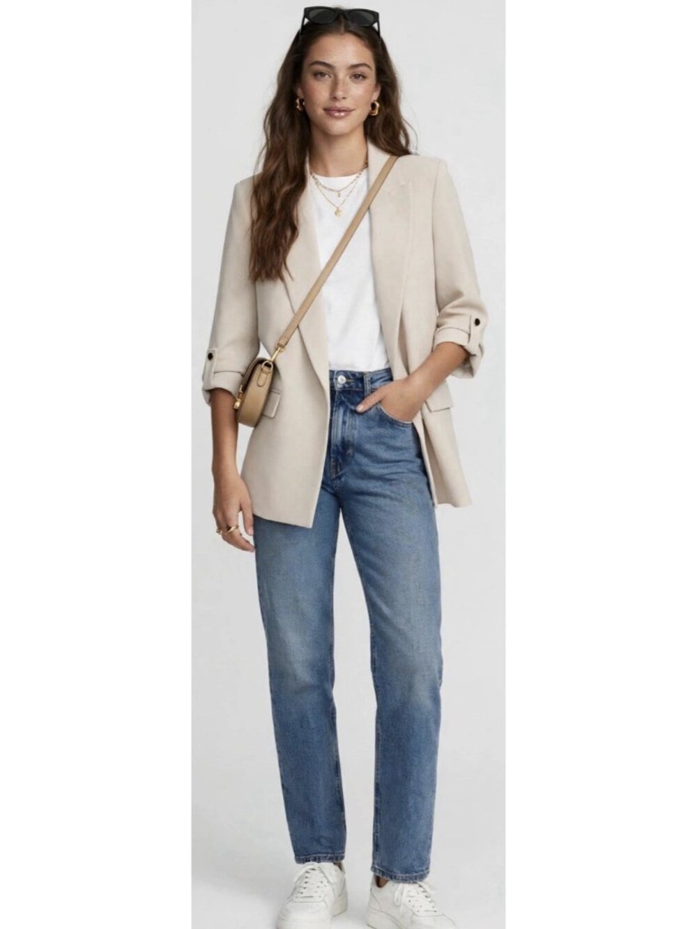New Zara Ivory Open Front Blazer Jacket